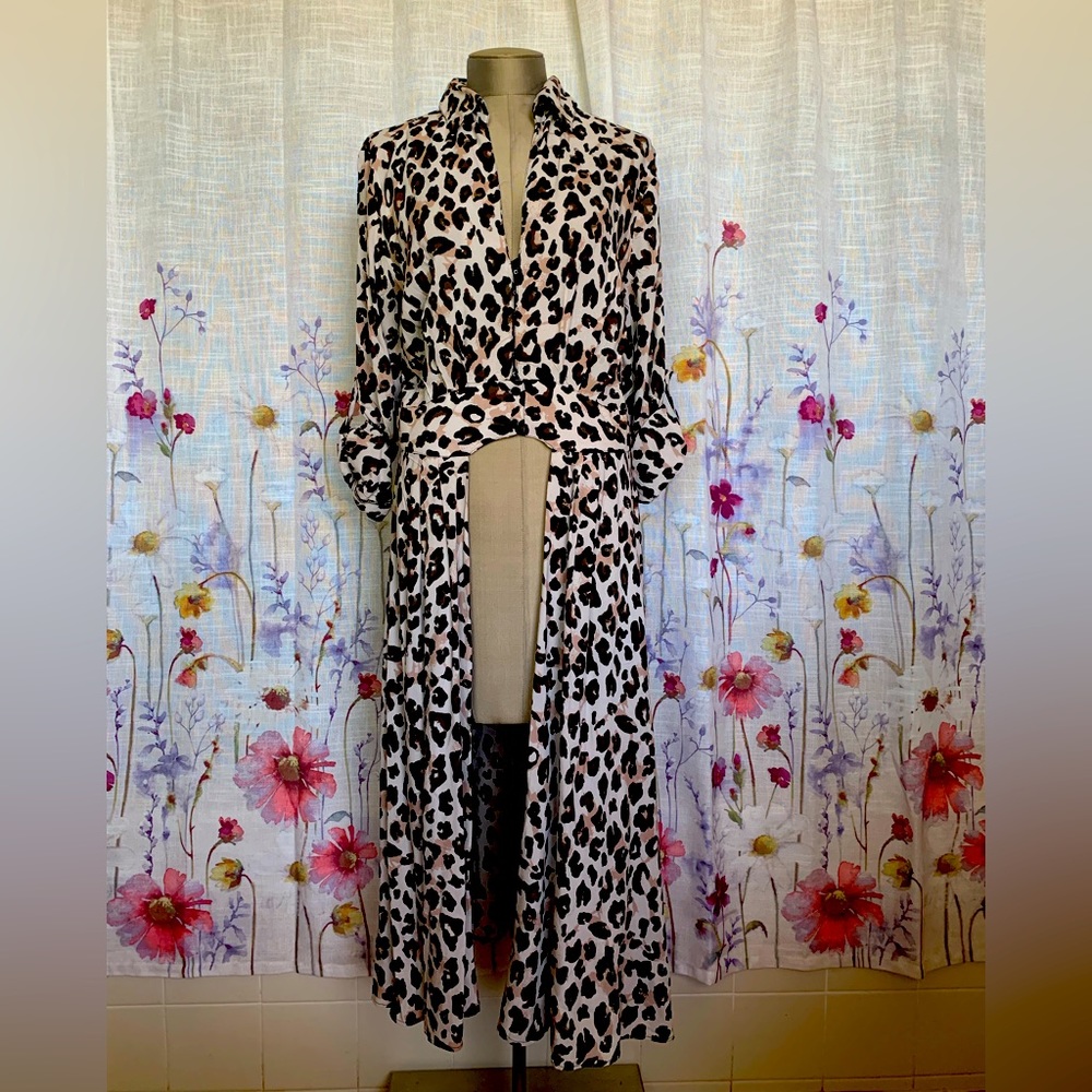 Hi low cheetah print top blouse